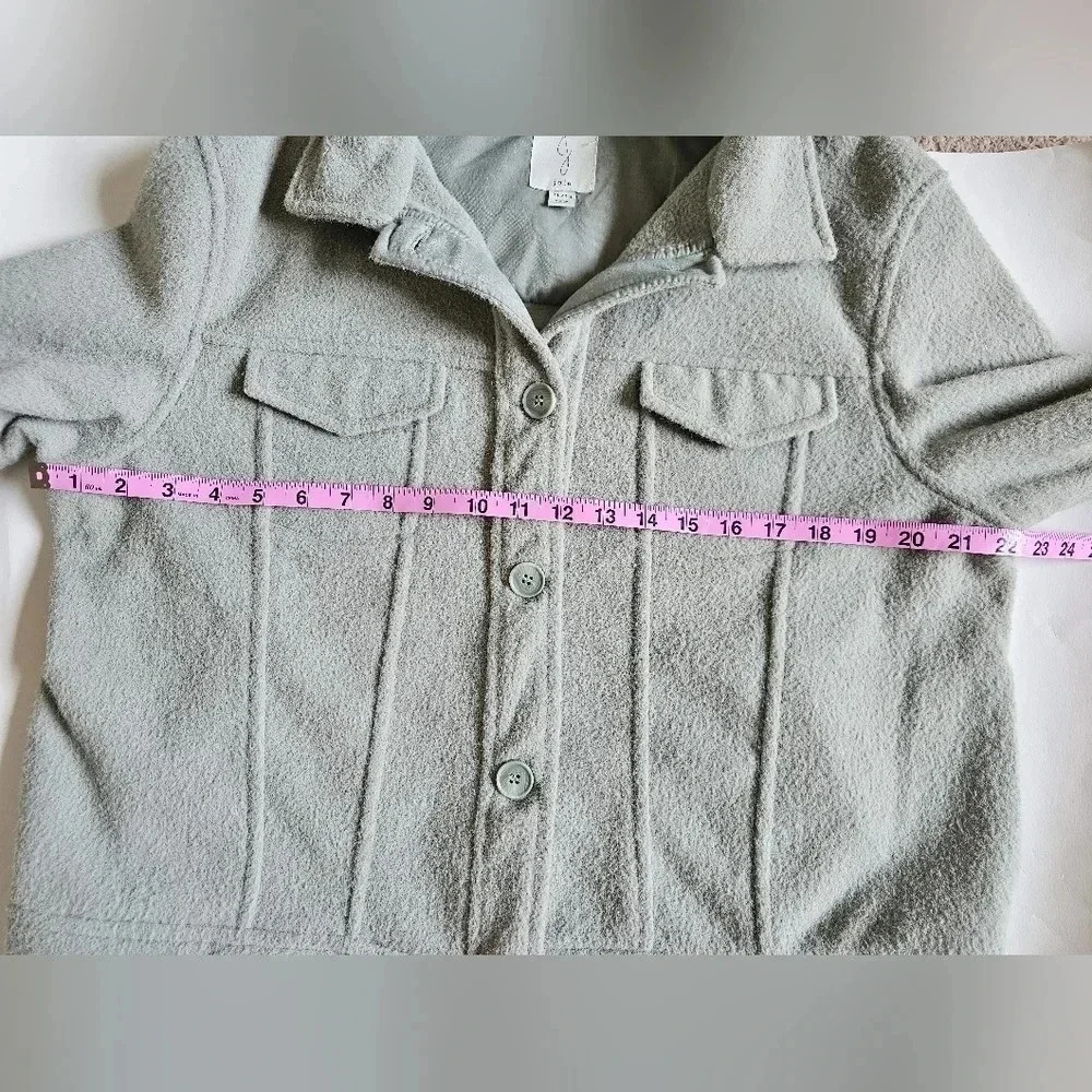 Joie Size XL cropped boxy shacket Sage green button up jacket - Picture 9 of 10